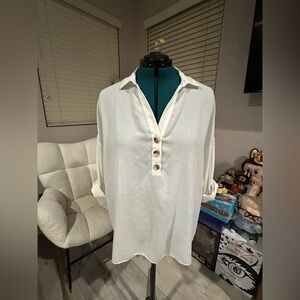 Primary Off White Button-Up Blouse